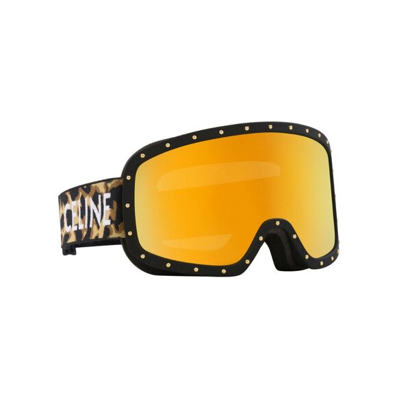 NEW CELINE CL40196U 99C SKI MASK BLACK/CAMOUFLAGE SMOKE/GOLD MIRROR SUNGLASSES - Picture 2 of 6